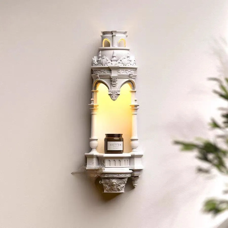 Aromatherapy plaster wall lamp for altar or corridor, gypsum body, warm halogen light, external wax melting version