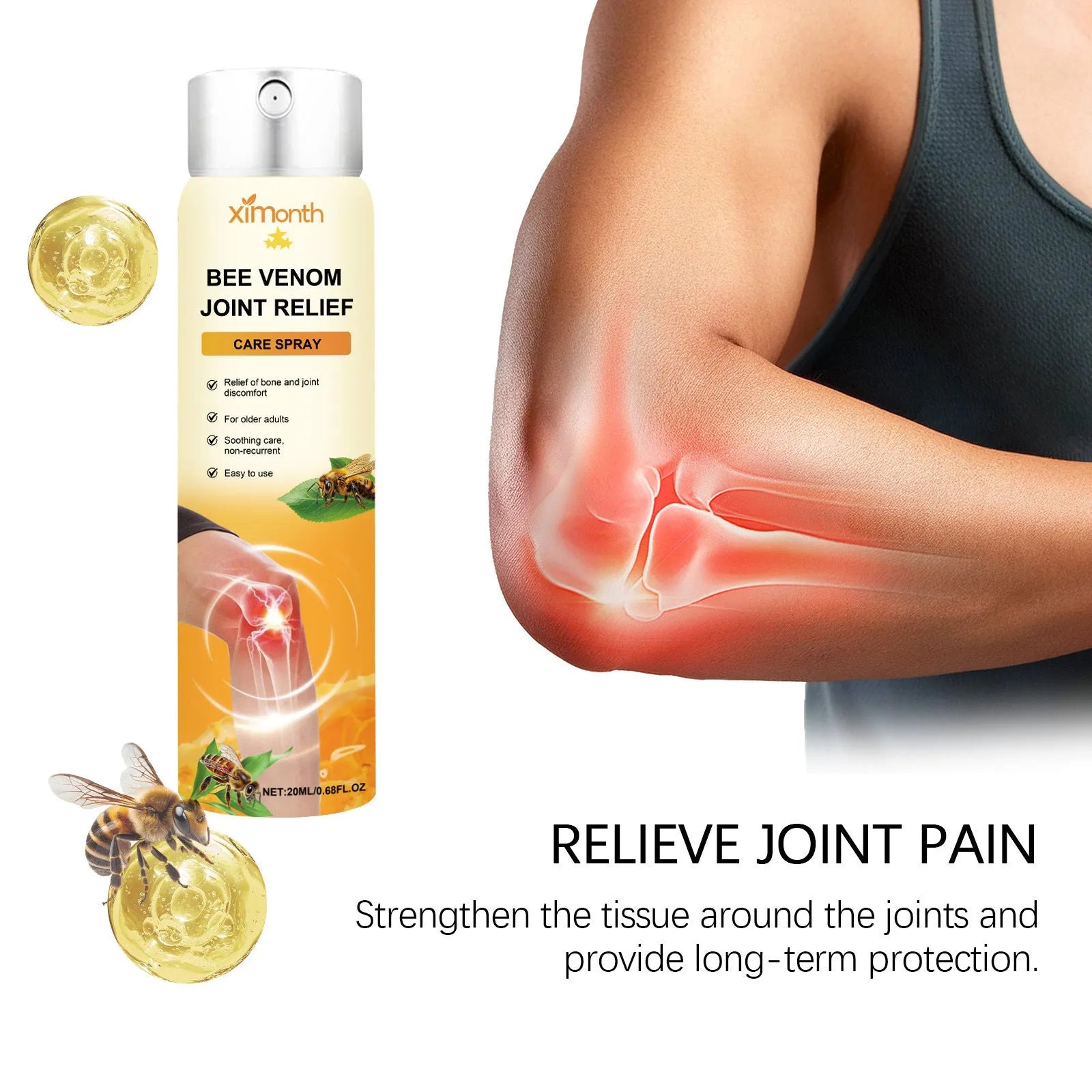 20ml body care spray bottle with bee venom and arnica formulation