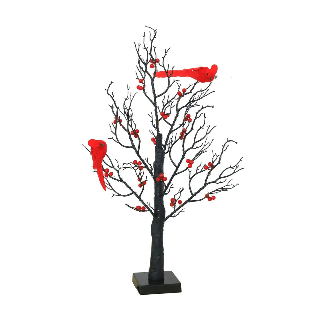 Luminous red bird winding tree lamp with 60 lights on a 53cm plastic frame, festive indoor decoration