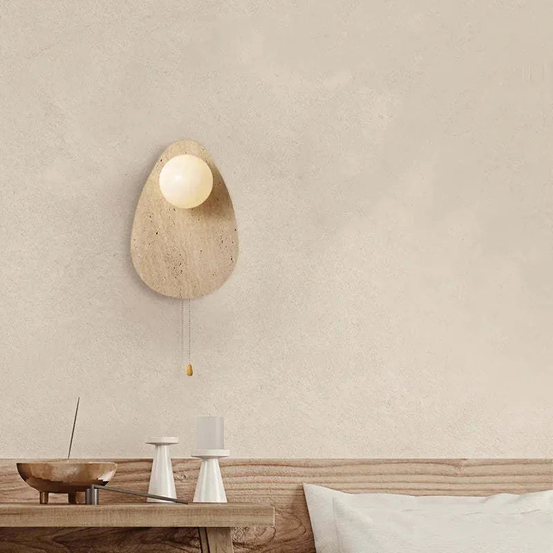 Yellow cave stone marble LED wall lamp with warm or white light, 220V bedside and background wall light