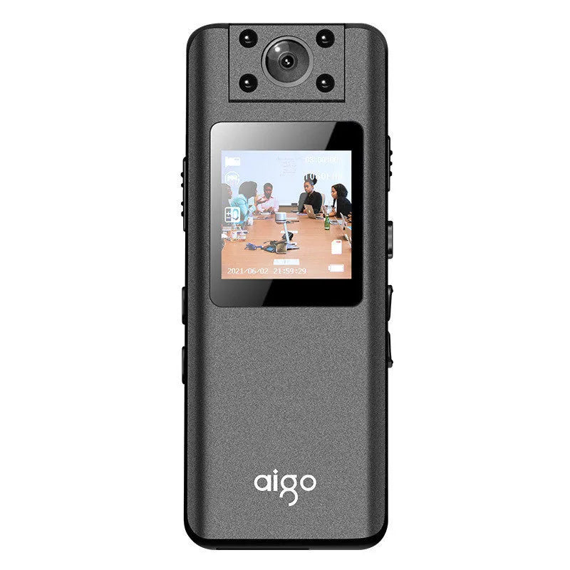 DSJ-S11 HD body worn camera shown on a uniform, displaying its compact size and 1.3-inch screen.