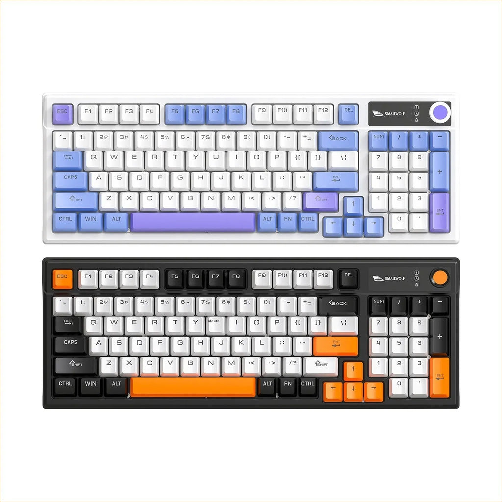 Wired mechanical gaming keyboard with mixed light green switches in autumn water blue colour