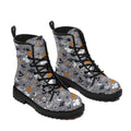 Women's Halloween cartoon printed boots in pumpkin 961 colour with square heel and front lace-up