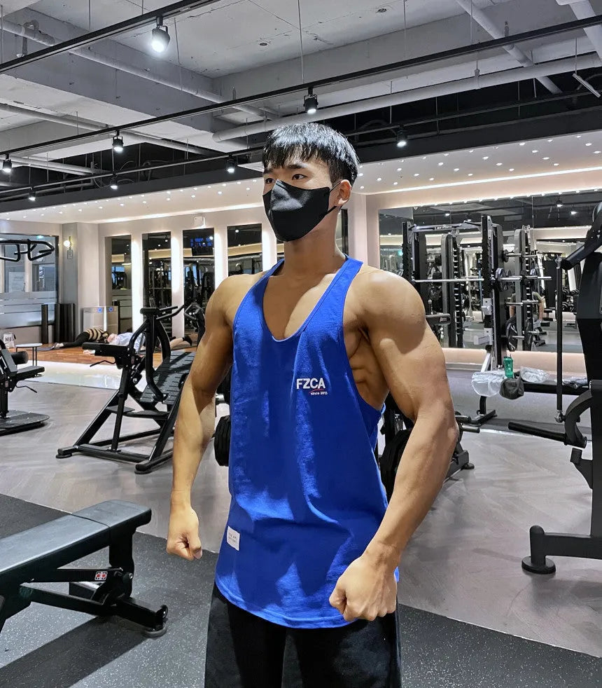 Men's cotton fitness vest in multiple colours for summer running and training