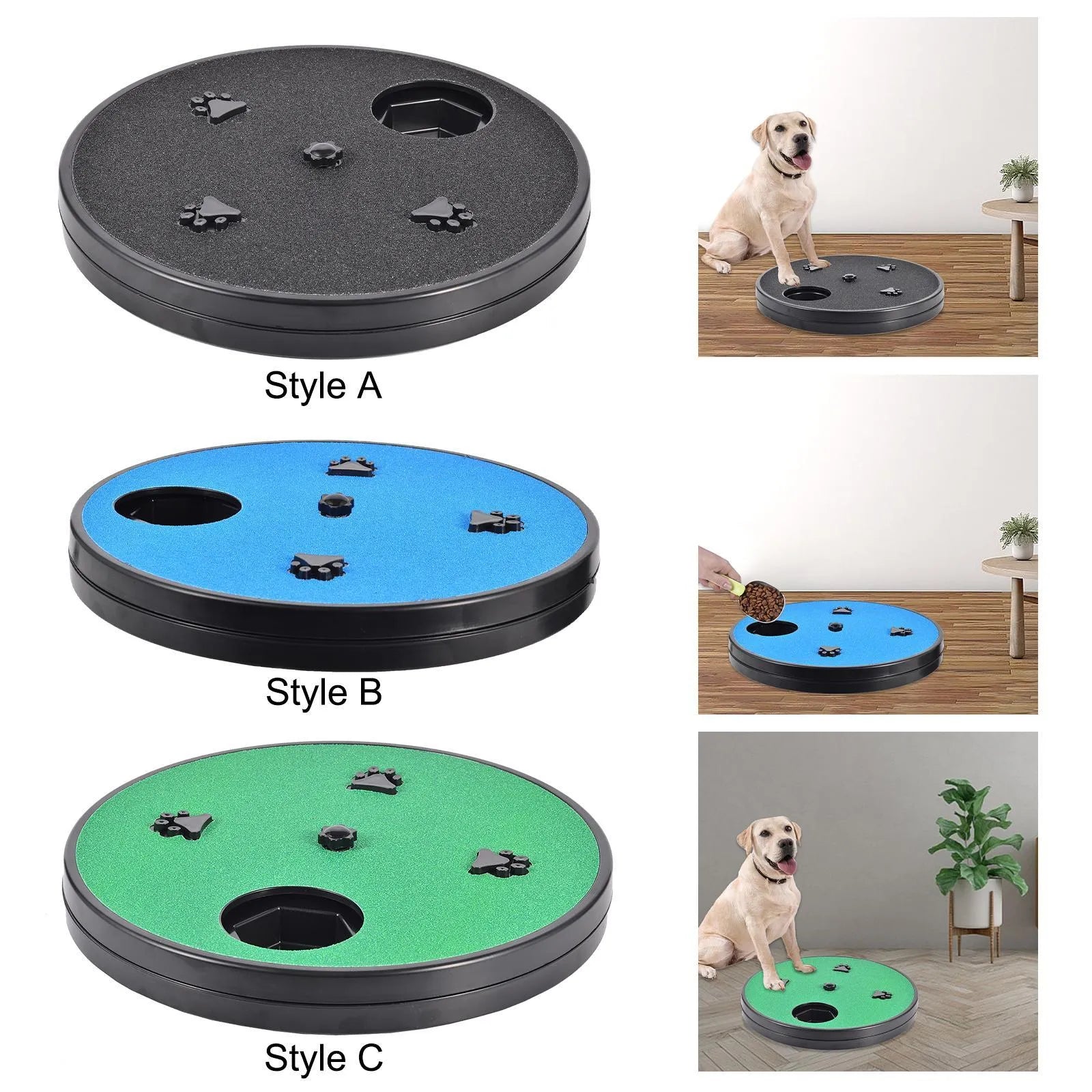 Square rotating dog nail file board with food compartments and suction cup base