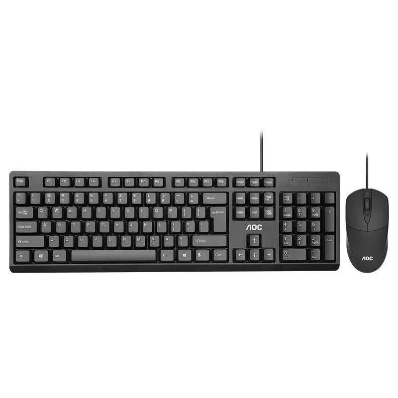 Black KM160 USB wired keyboard and mouse set with photoelectric 1000dpi mouse and 1.5m cable