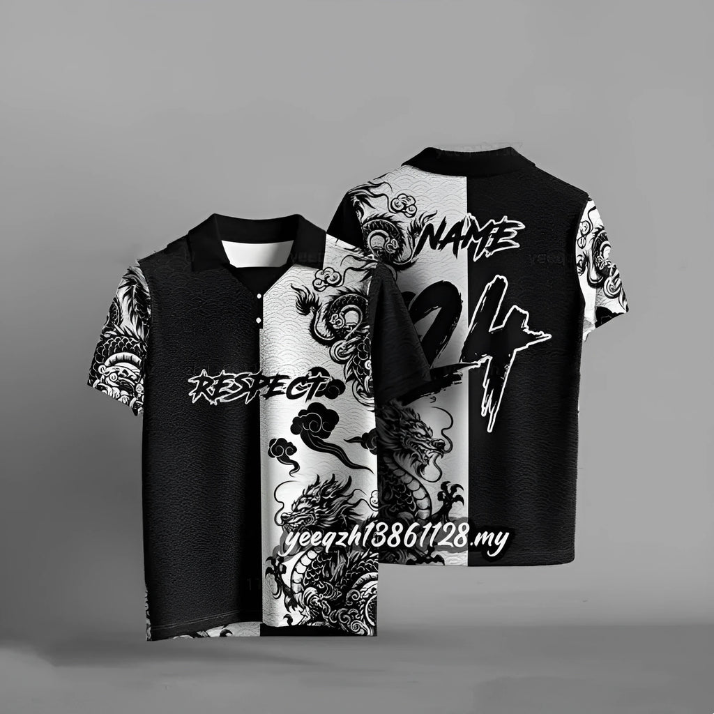 Black loose-fit short sleeve t-shirt with 3D digital printing design