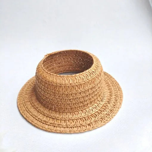 Papyrus straw hat with ear leakage coverage in seven colours, available in M and L