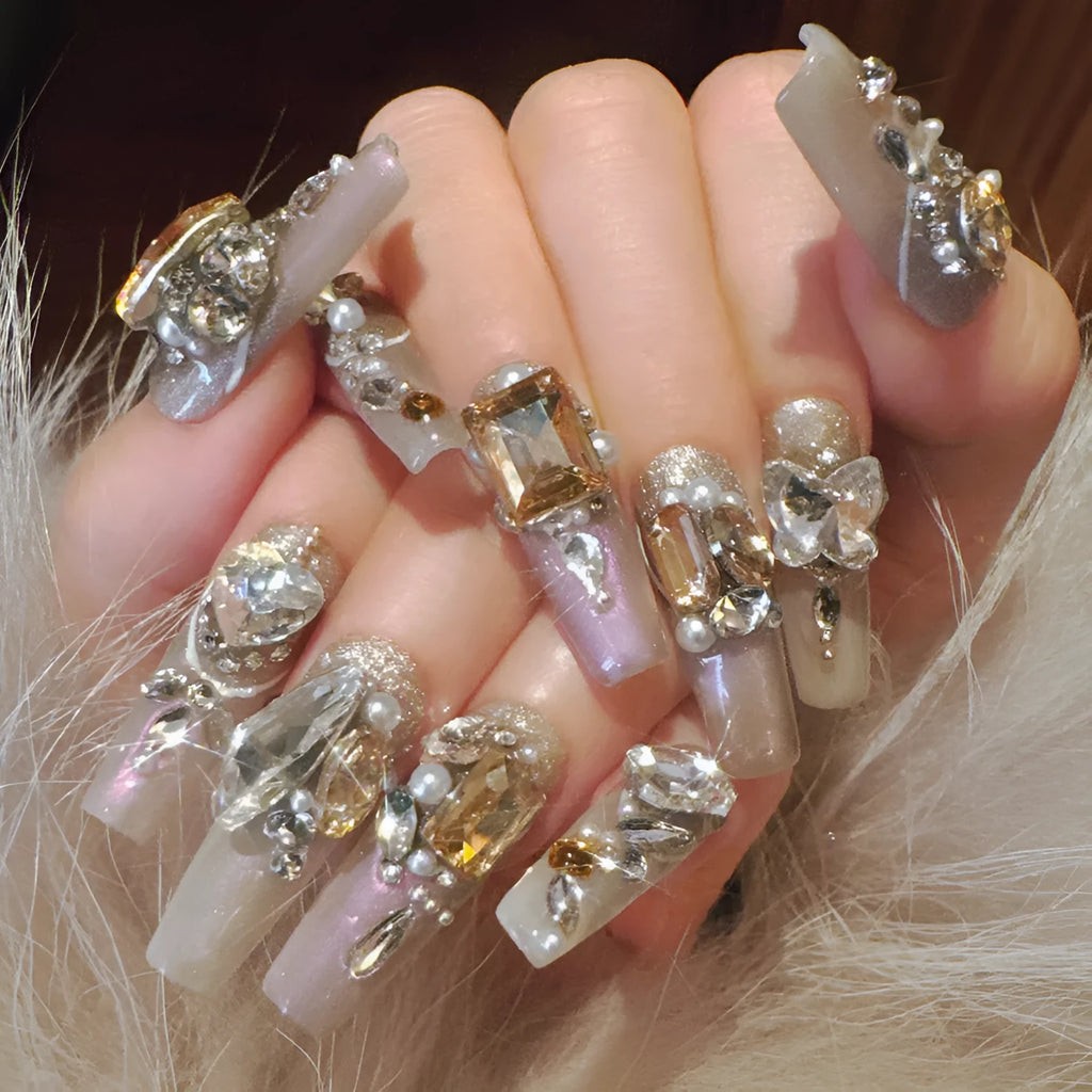 Flash style false nail patches with S sizing and two application methods in card packaging