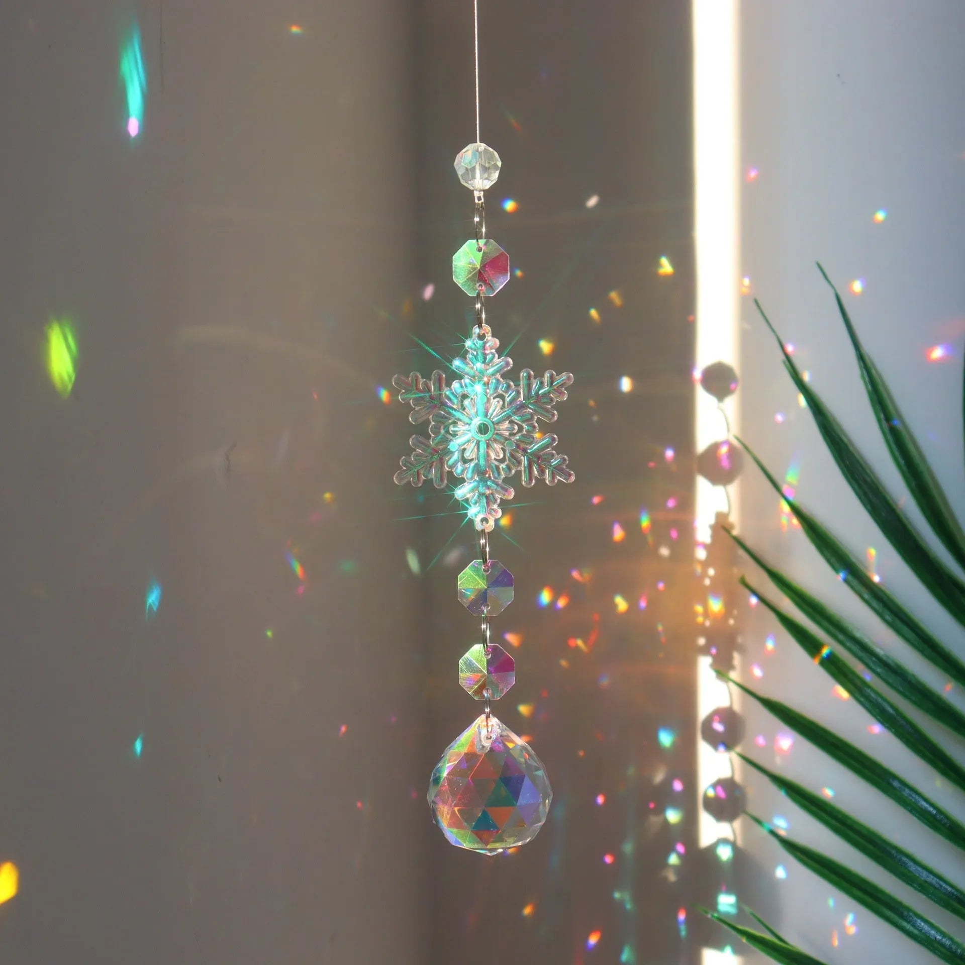 Clear AB crystal snowflake sun catcher pendant Christmas tree decoration