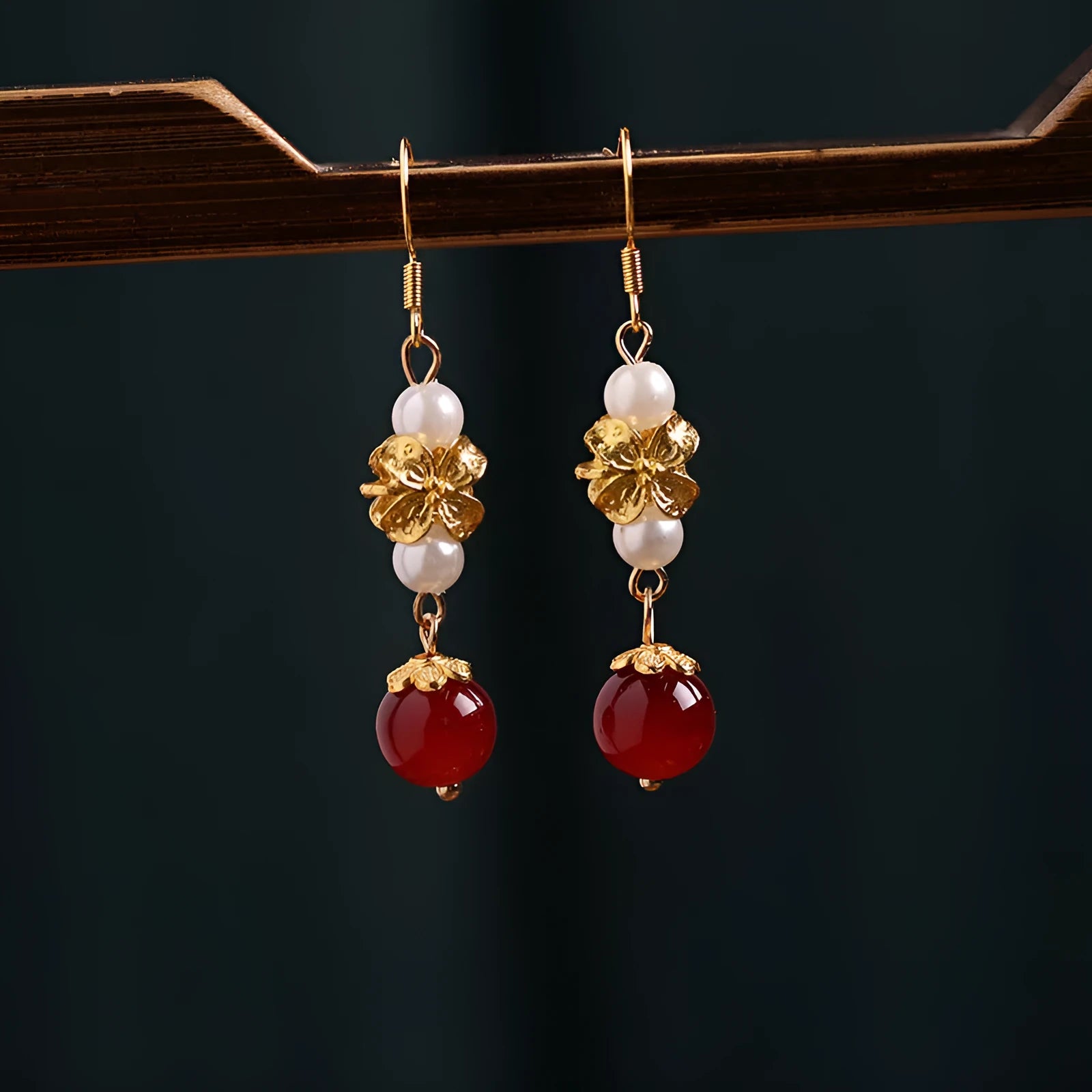 Vintage geometric electroplated alloy earrings for Han cheongsam traditional Chinese costume