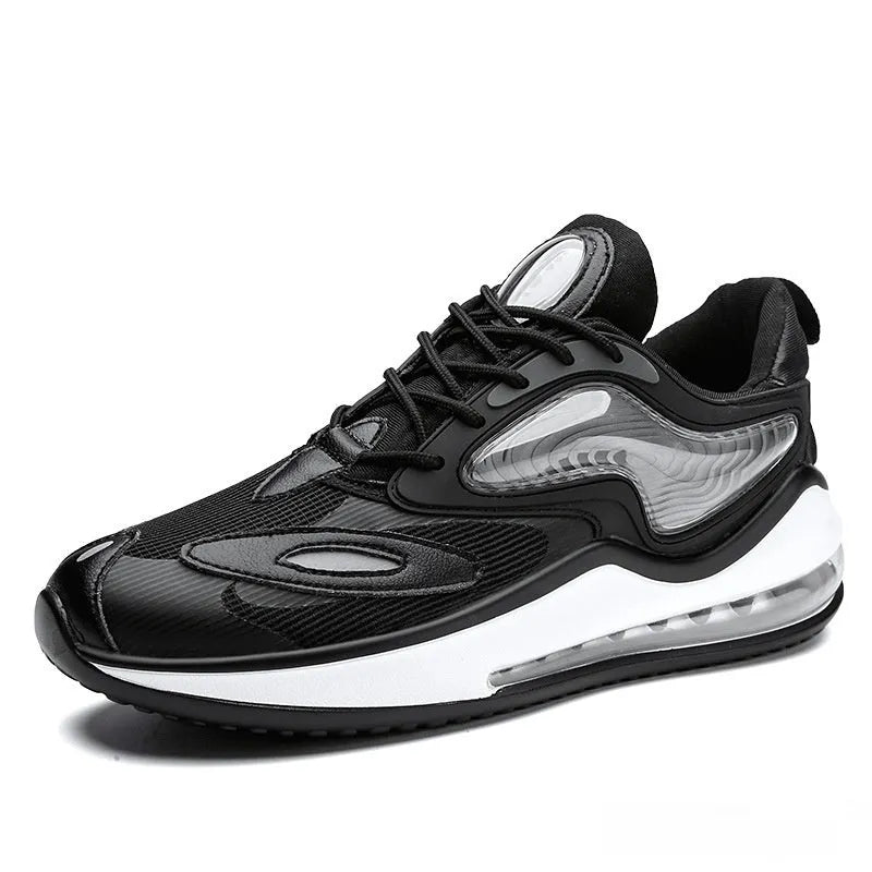 Summer men's air cushion height increasing casual shoes in black and white colour options