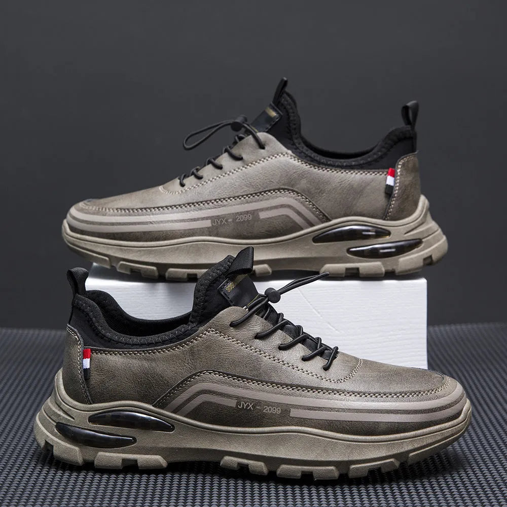 Men's black waterproof fleece-lined sneakers with low-top design and rubber sole