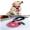 Adjustable nylon dog harness vest in blue, side view showing chest strap and buckle