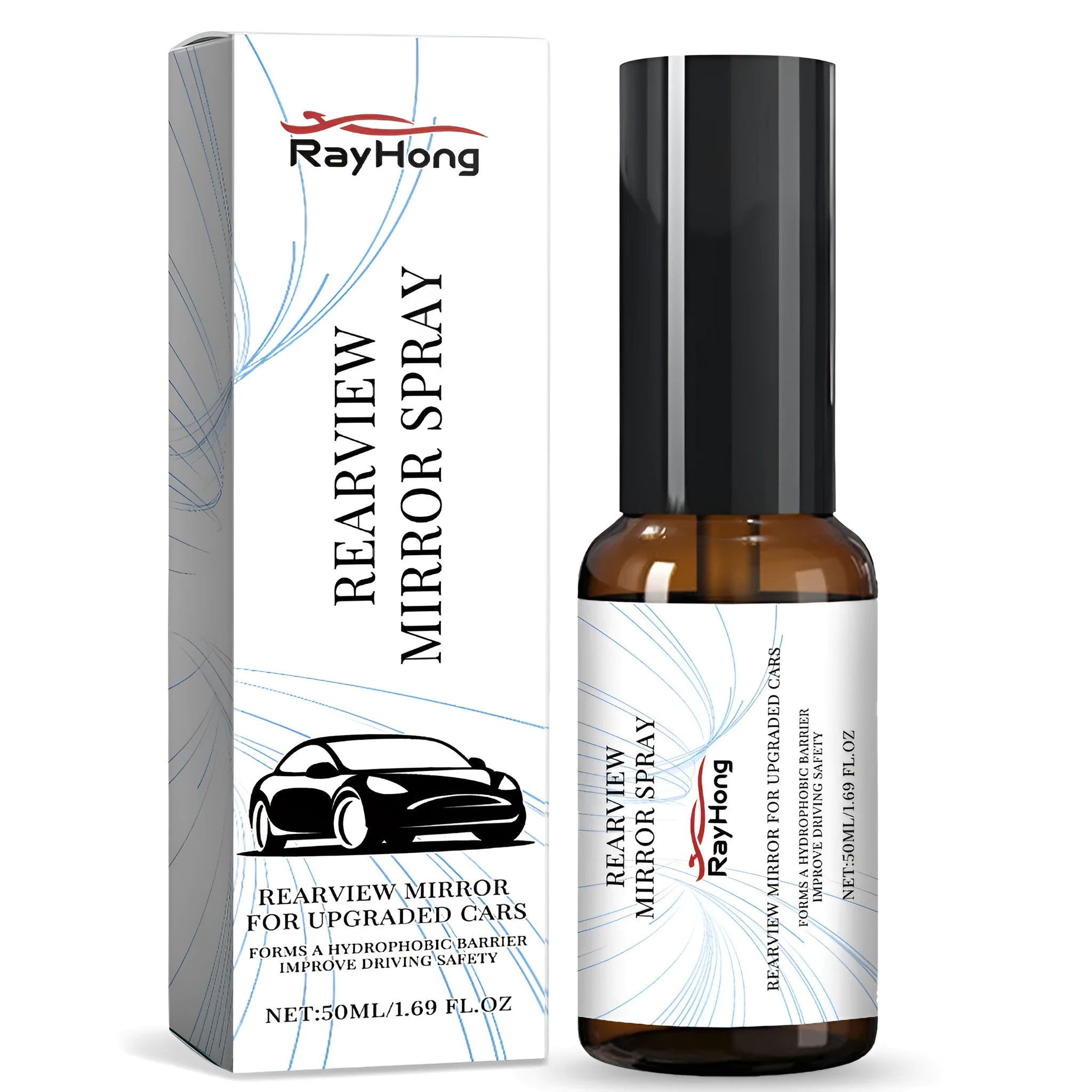 50ml car rearview mirror anti-fog glass cleaner in a PET spray bottle