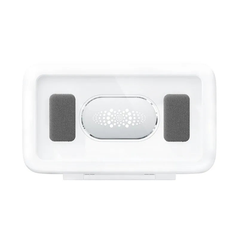 Waterproof plastic phone holder with touch screen mounted on bathroom tile