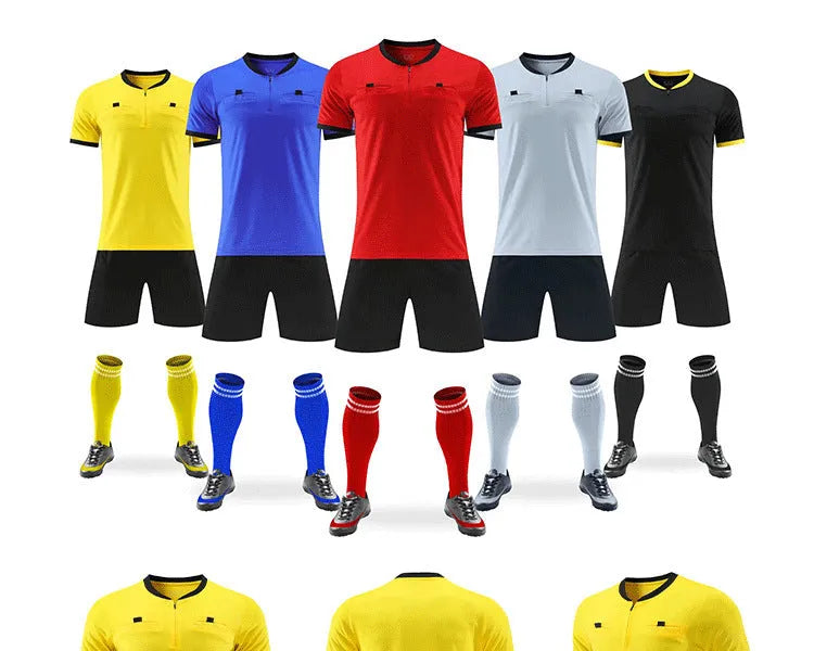 Football referee jersey suit in yellow with bamboo fibre fabric and polyester lining, sizes S to XXXL