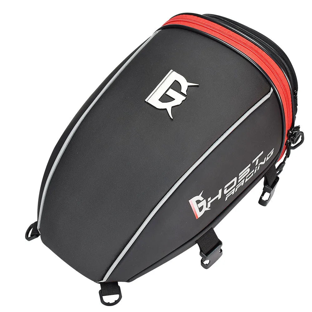 Knight PU leather motorcycle tail bag in black with quick release buckle and non-slip bottom
