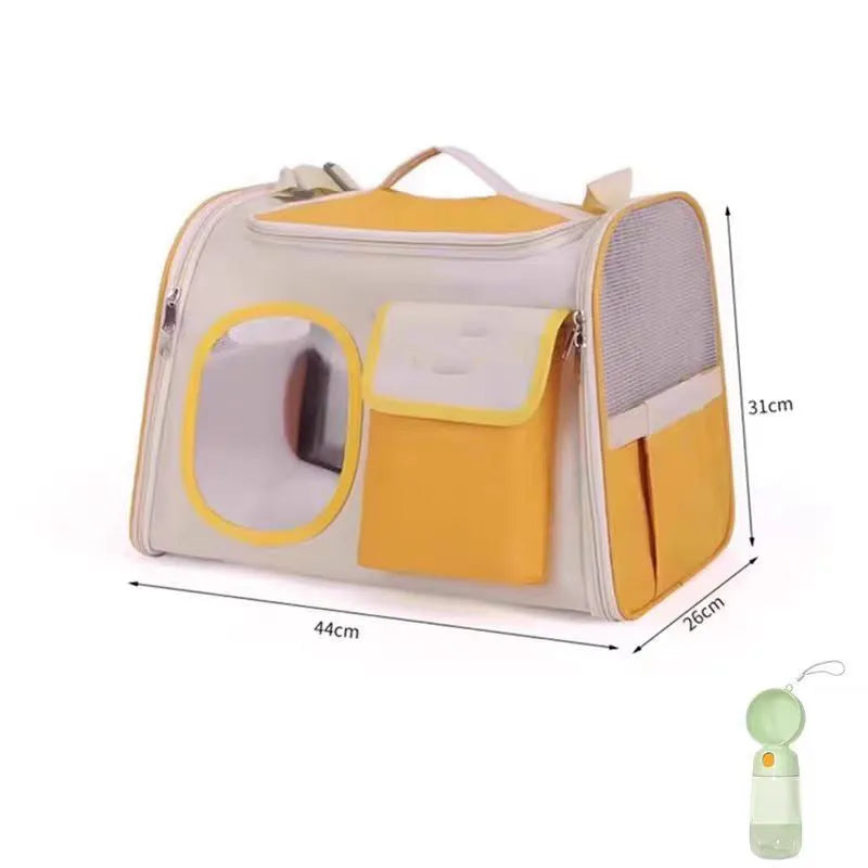 See through breathable large capacity pet bag foldable travel carrier for small pets in blue