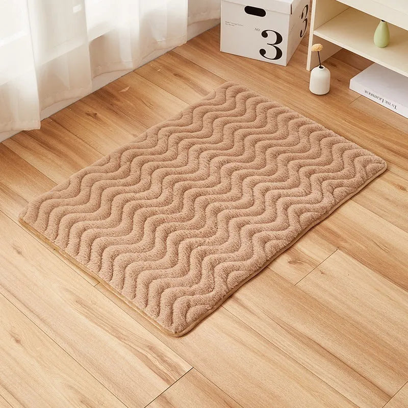 Thick plush rectangular pet mat for dogs and cats in blue coffee grey green or white