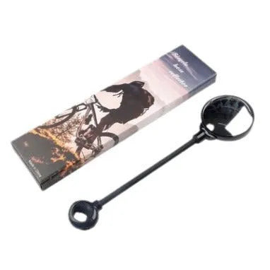 Black metal bicycle rearview mirror with adjustable hose mechanism for handlebar mounting