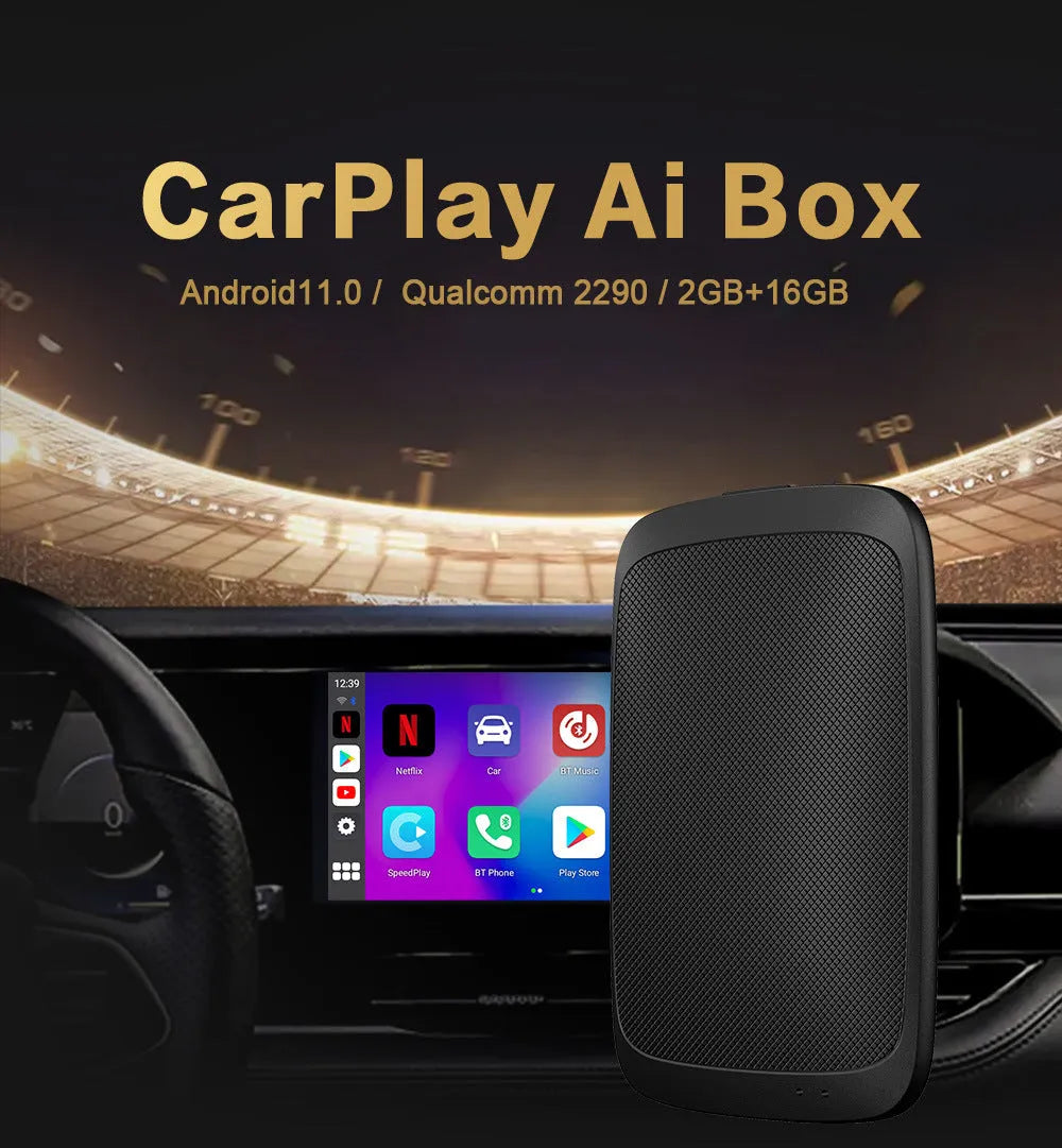 Black Carplay Box with 9-inch touch screen for Android 11 vehicle upgrade