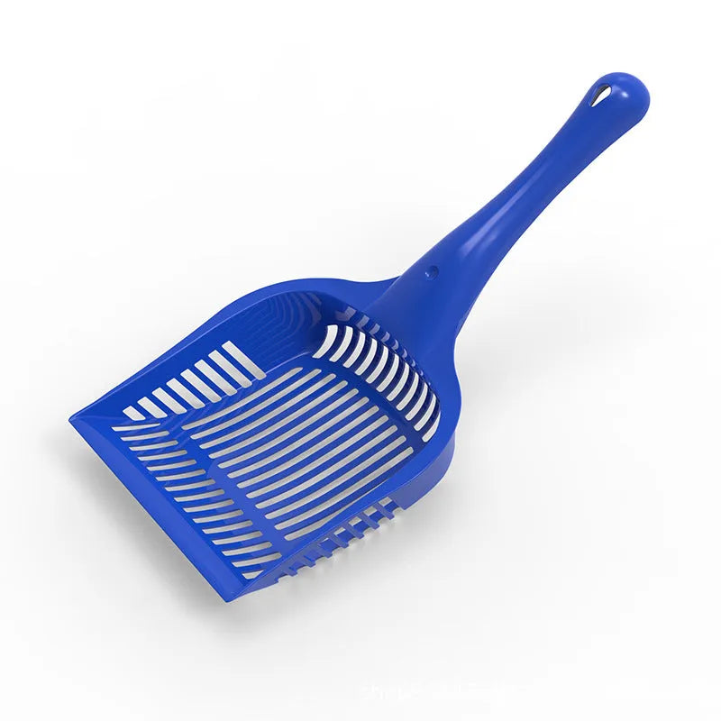 Red plastic cat litter scoop showing small and medium size options for pet toilet cleaning
