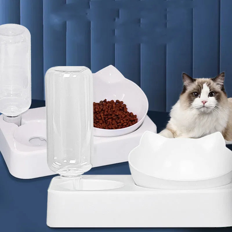 White anti-overturning plastic dog and cat food bowl with stable non-slip base