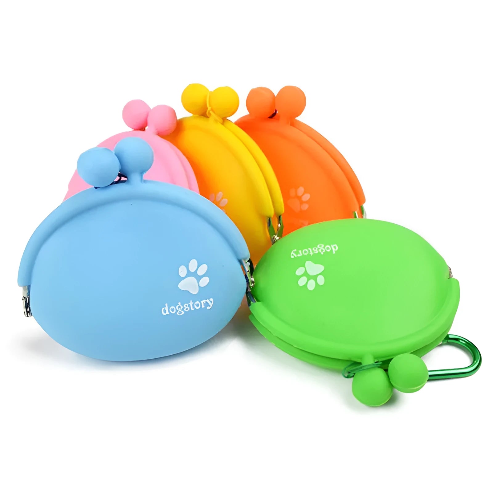 Yellow silicone dog treat pouch with hook and loop closure on a waist belt for portable training treat storage