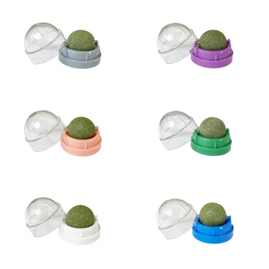 Plastic catnip ball toy in various colours with bite-resistant construction for cats