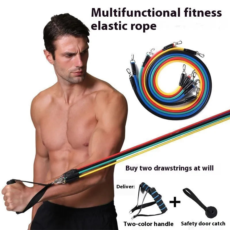 Multi-functional door sports set with pulling rope and ABS hook on a door.