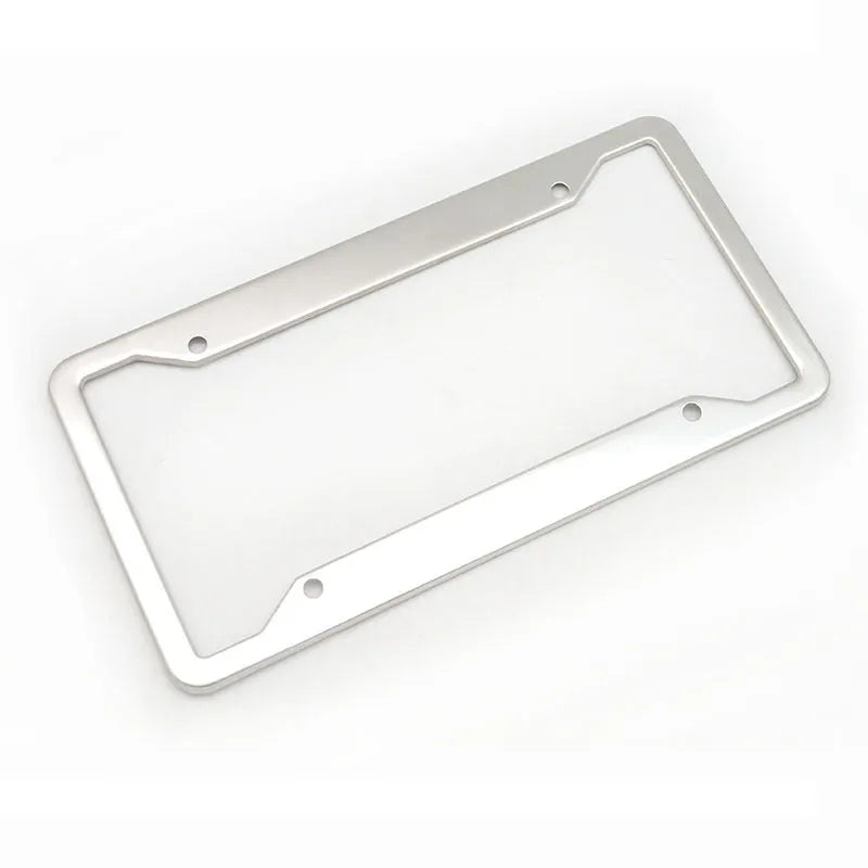 Aluminium alloy licence plate frame in black, light grey, sandblasted silver and stainless steel colours