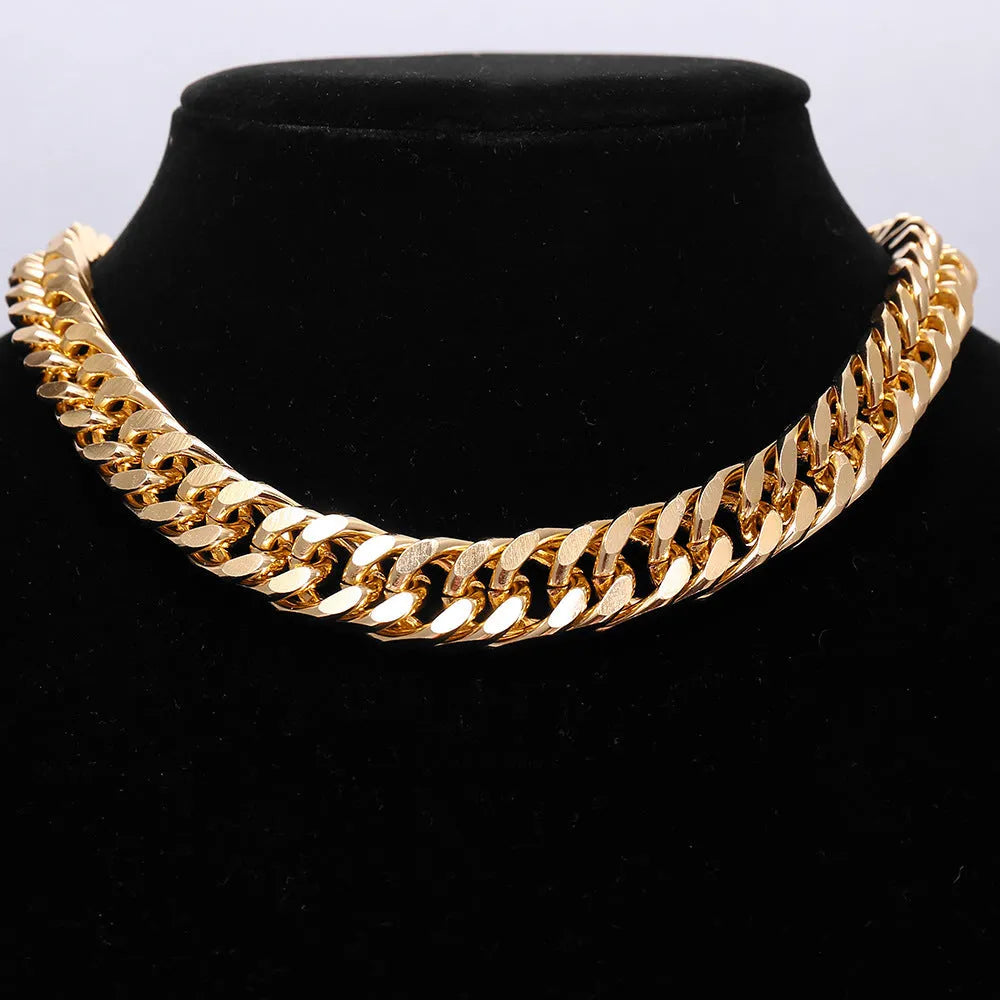 Women’s gold alloy chain necklace with 32cm length and 6cm extension