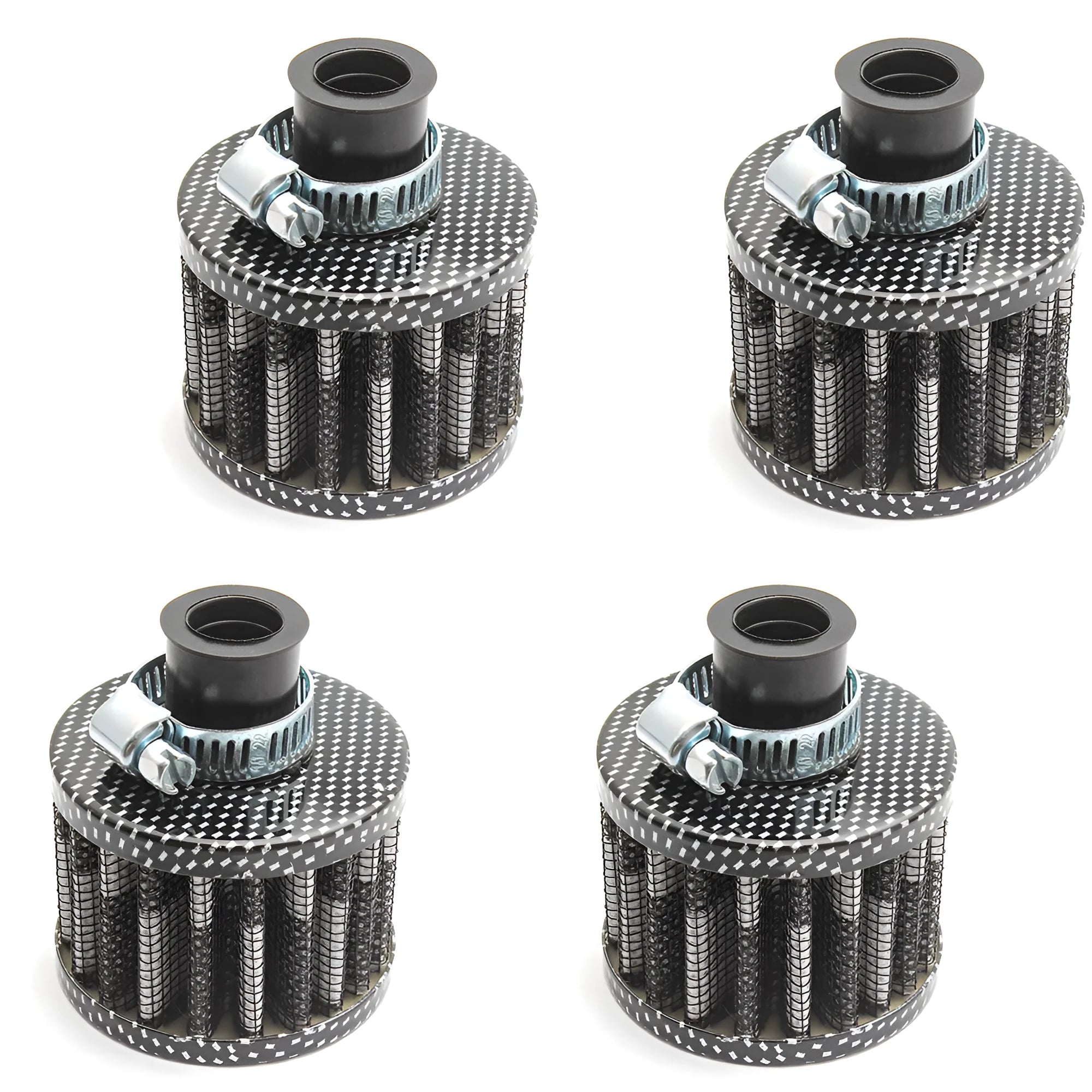 Car modification head air filter in silver with universal fit for engine intake replacement