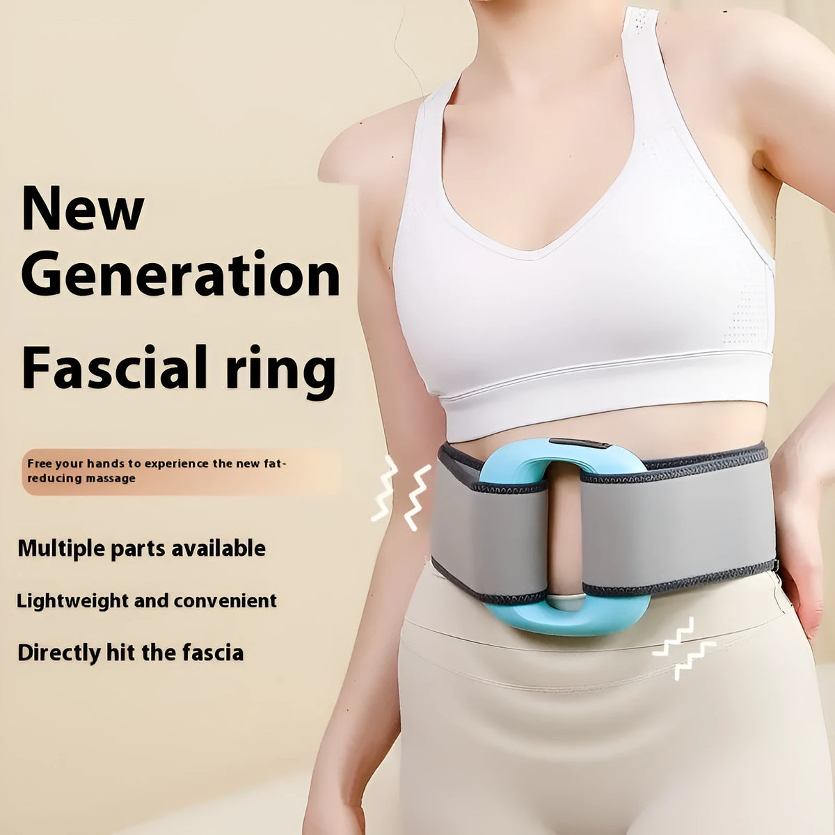 Mini fitness massage gun in pink, purple, or blue with LED screen, three gears, and waist belt.