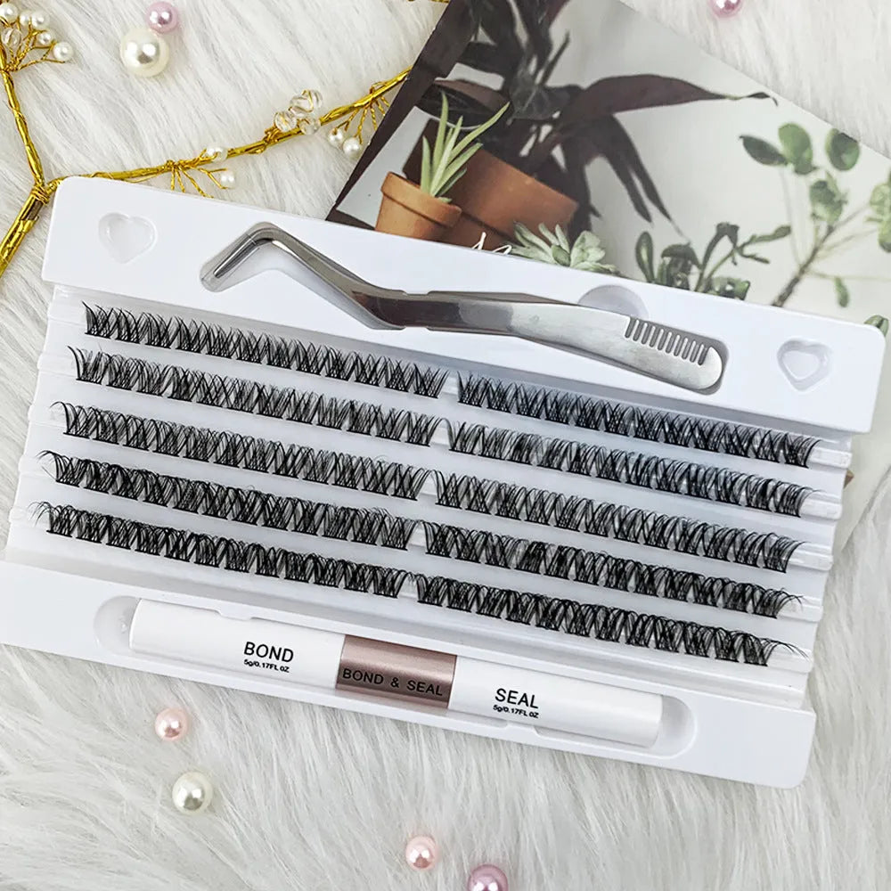 Self-grafting single cluster eyelash set in high imitation material, 20 cm length, with multiple cluster formats