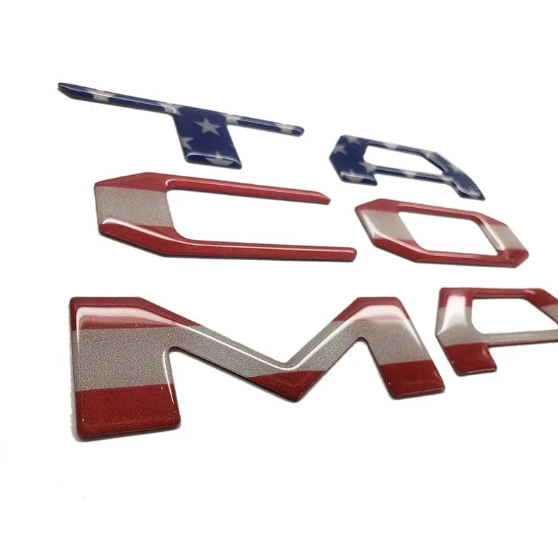 Takuma pickup truck tail box 3D car labeling acrylic sticker, national flag design, 31x4.5x0.5cm