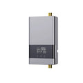 Portable instant electric water heater unit with LED touch screen display in gold, silver, or white finish.