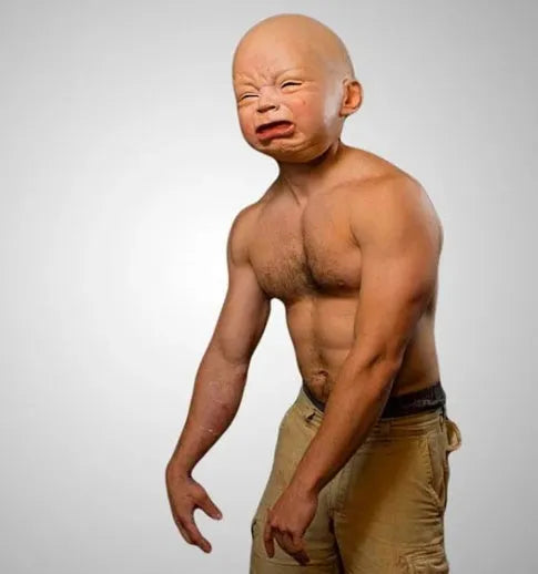 Funny angry baby face latex mask in 26cm size for Halloween costume headgear
