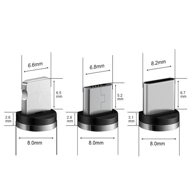 Magnetic charging cable with dust plug for Android Type C and Apple devices