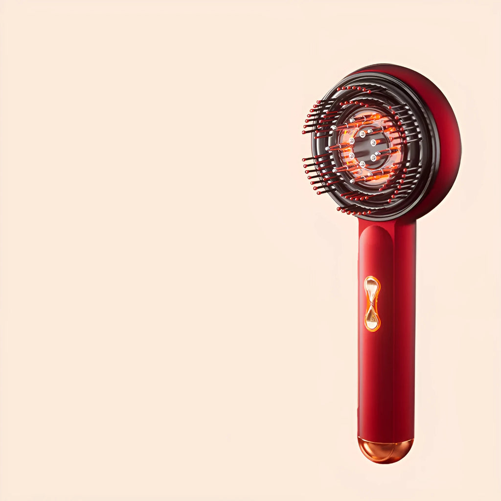 Red and blue light massage hair comb with plastic construction and Type-C charging port