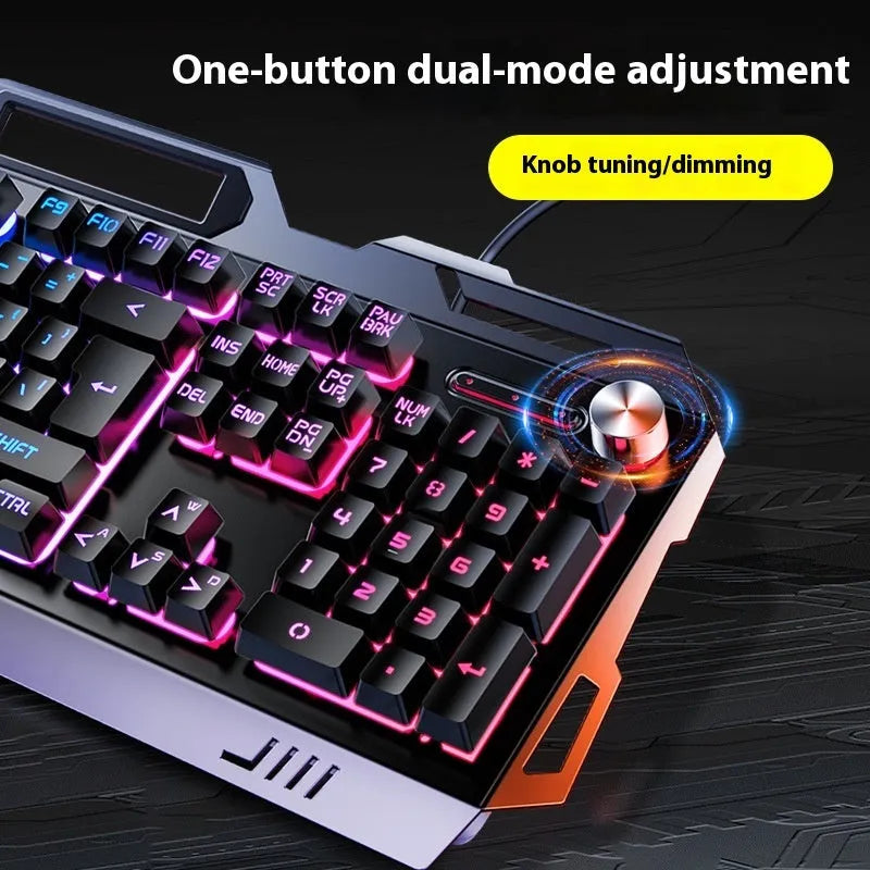 Silver Eagle V2G5 mechanical feeling keyboard mouse headset three-piece set with metal panel knob and backlight