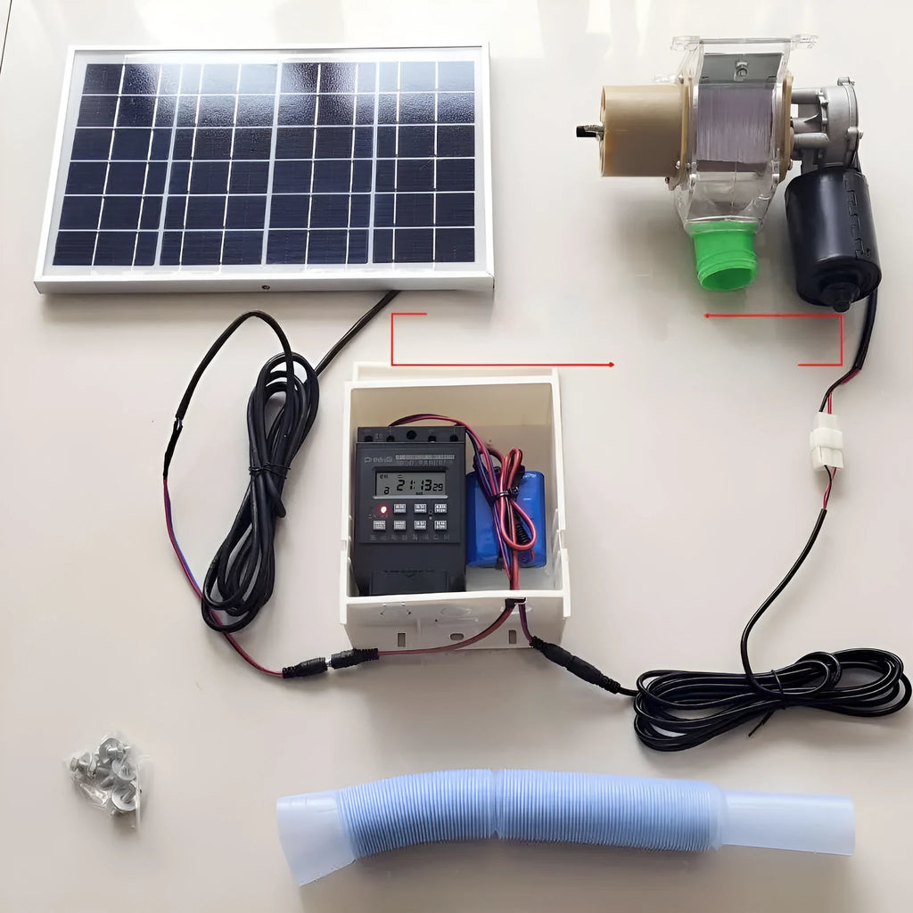 Solar panel automatic chicken and duck feeding machine with timer display and feed hopper