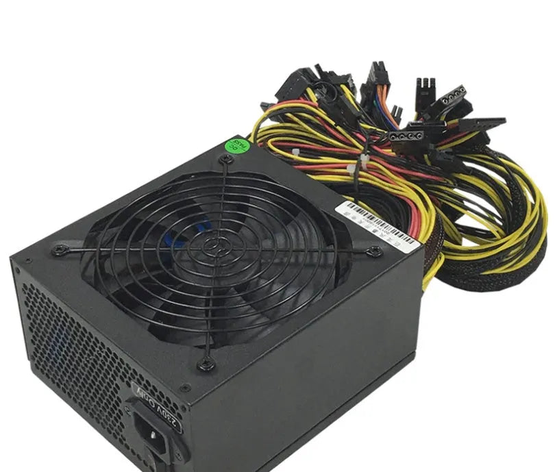 Black server power supply unit with multiple connectors for AMD-compatible systems