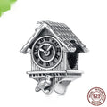 925 silver cuckoo clock bead with pearlescent finish, 1.2cm by 0.9cm, 0.45cm aperture, retro DIY charm