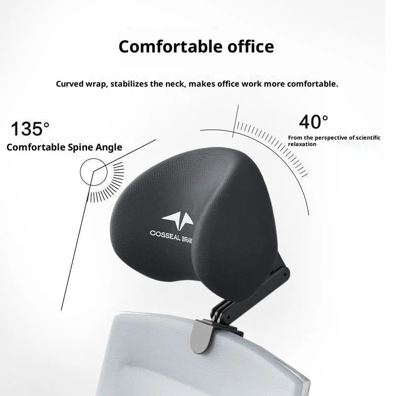 Adjustable punch-free chair headrest and lumbar support pillow in classic black with sponge or memory foam inner core