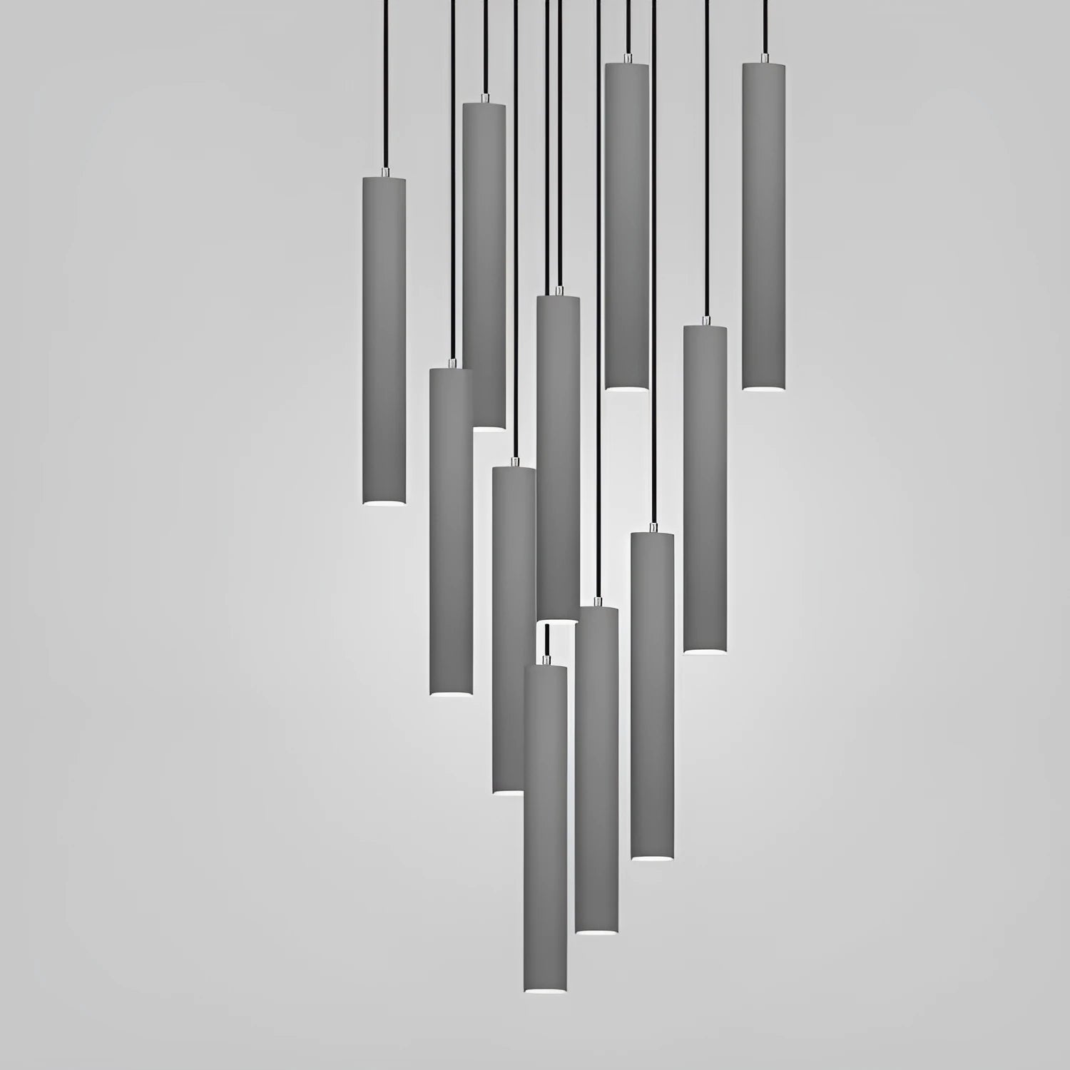 Marble chandelier with adjustable cable in one of four cement stick light styles