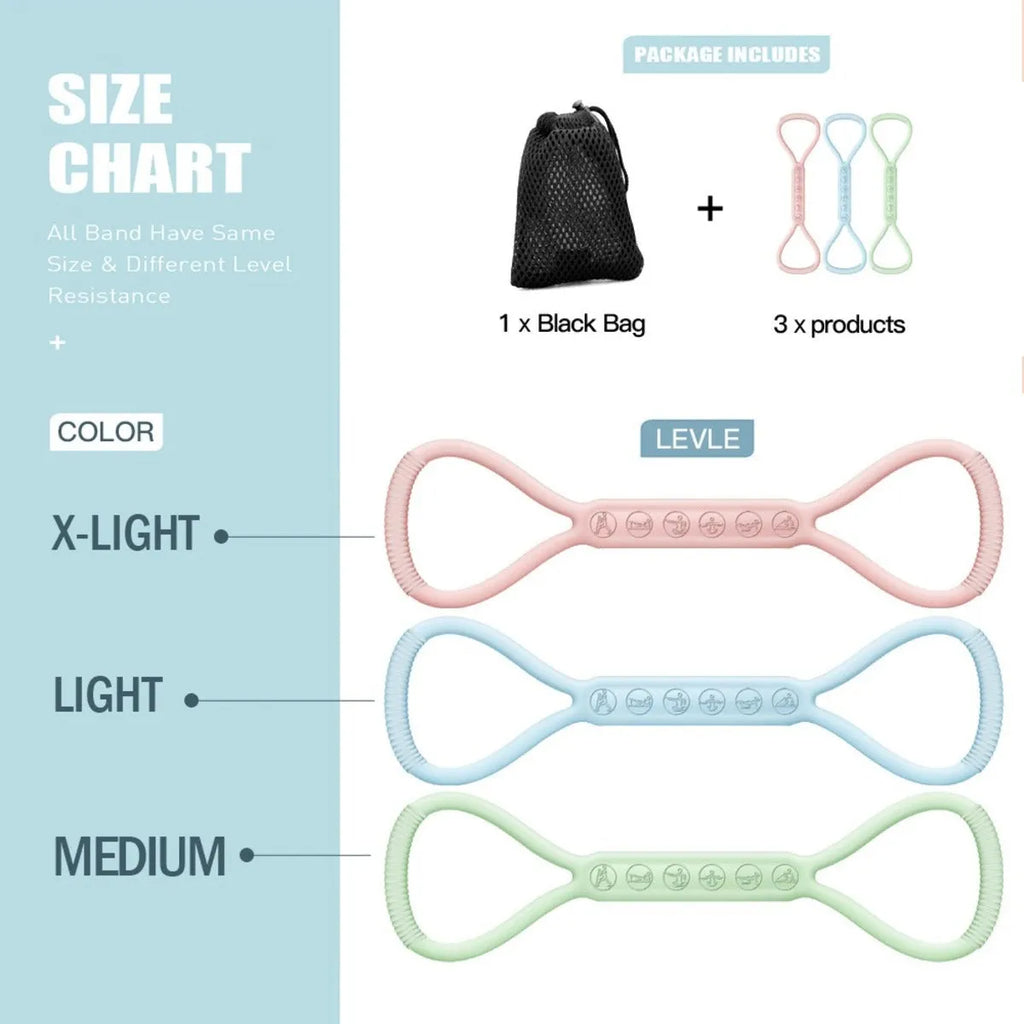 Mini resistance band kit set of 3 loop bands in Light, Medium, and Heavy levels for legs and glutes