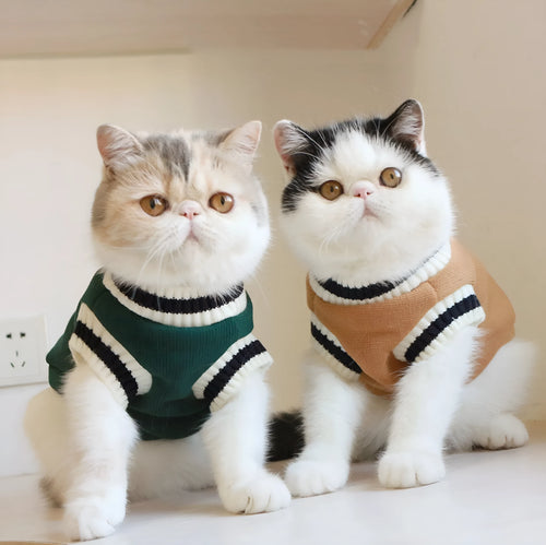 Green fleece knit sleeveless cat vest, college style, size S to 3XL