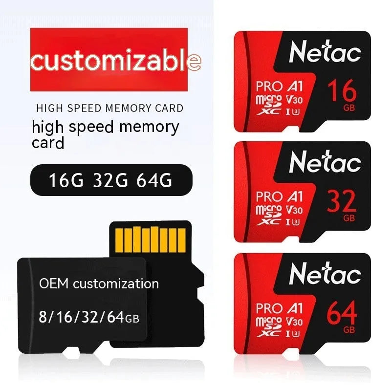 TF memory card for surveillance cameras with capacities from 16GB to 256GB